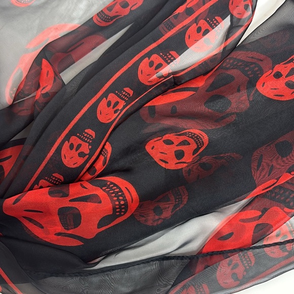 Skull Scarf | Red & Black Skull Scarf | Accessory | Alternative Punk Look Alike - Picture 3 of 7